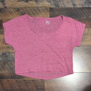 SO Heathered Pink Crop Tee
